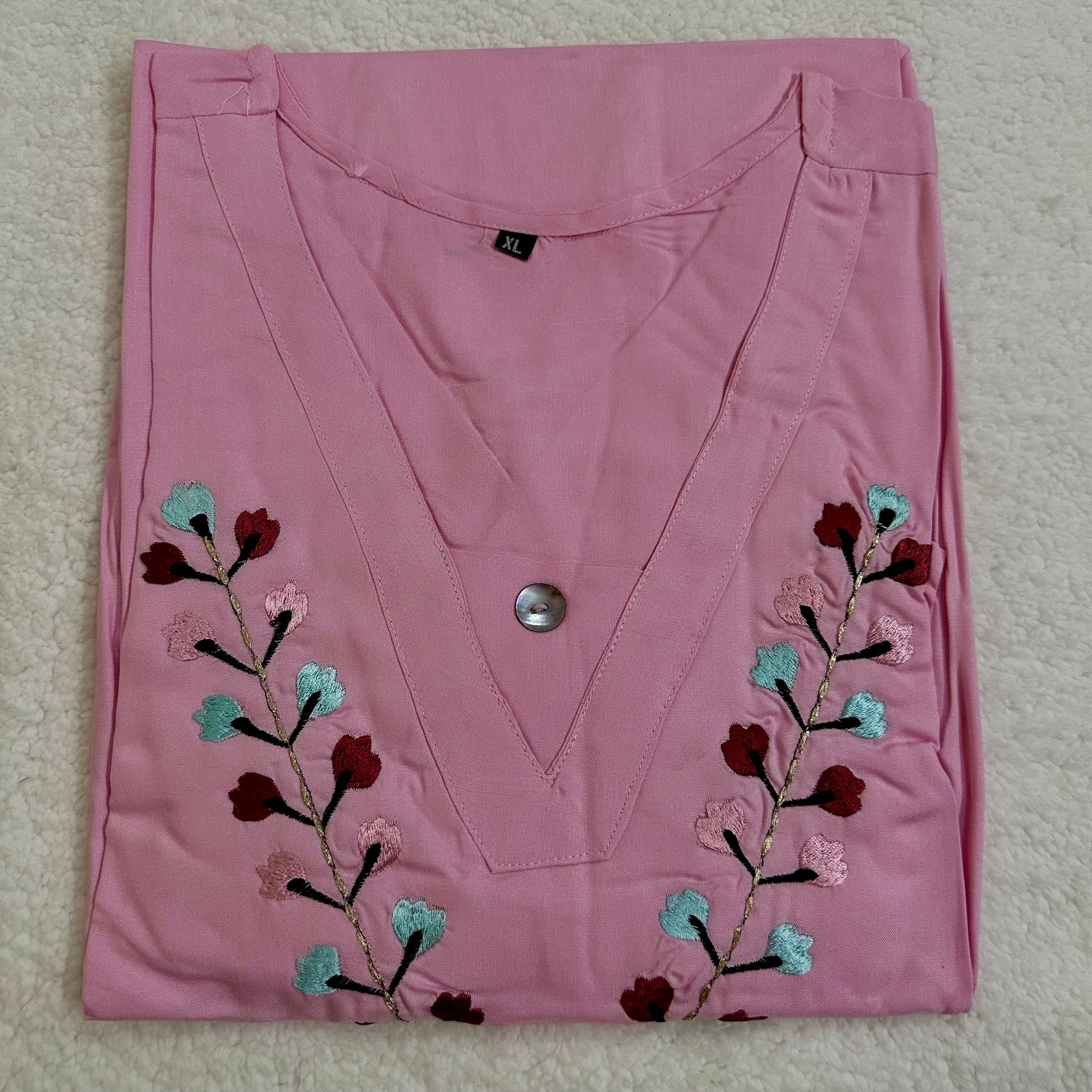 Rayon kurti with Floral work on the Neck