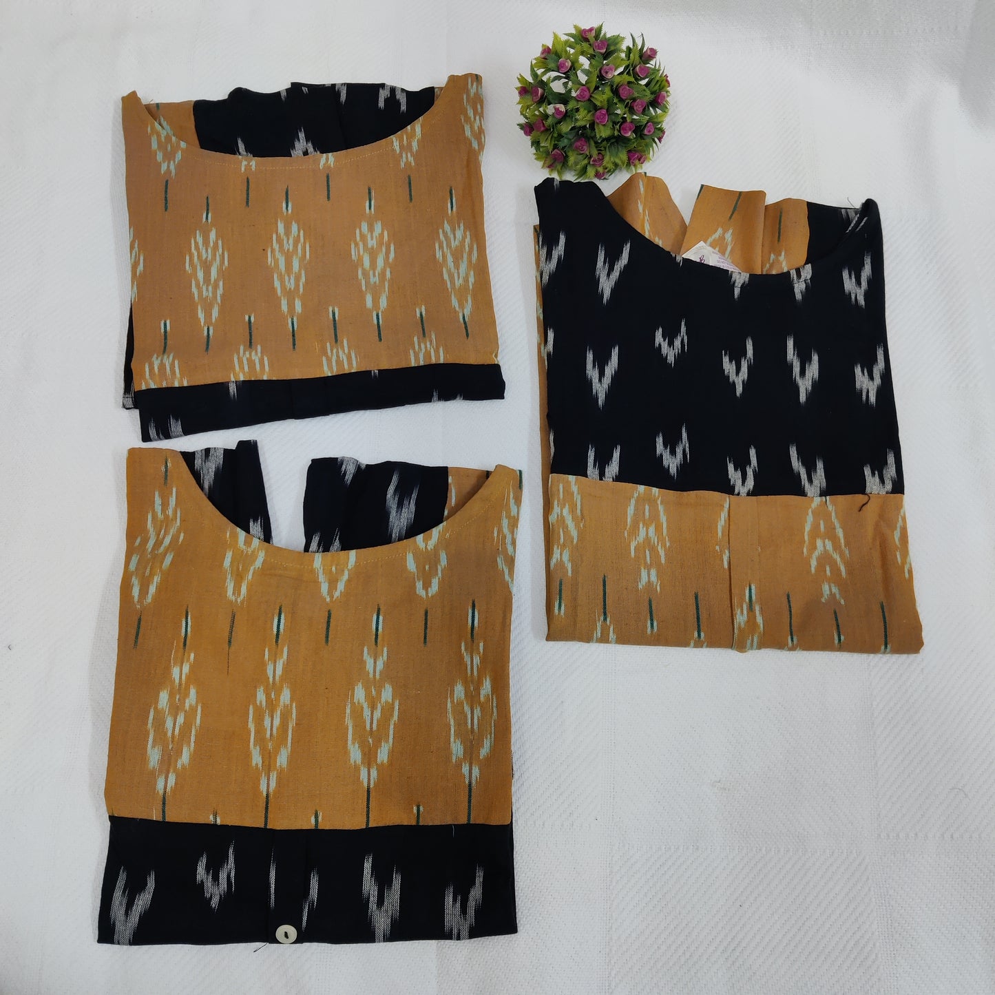 Ikkat Short Kurti in Tan / Tunic