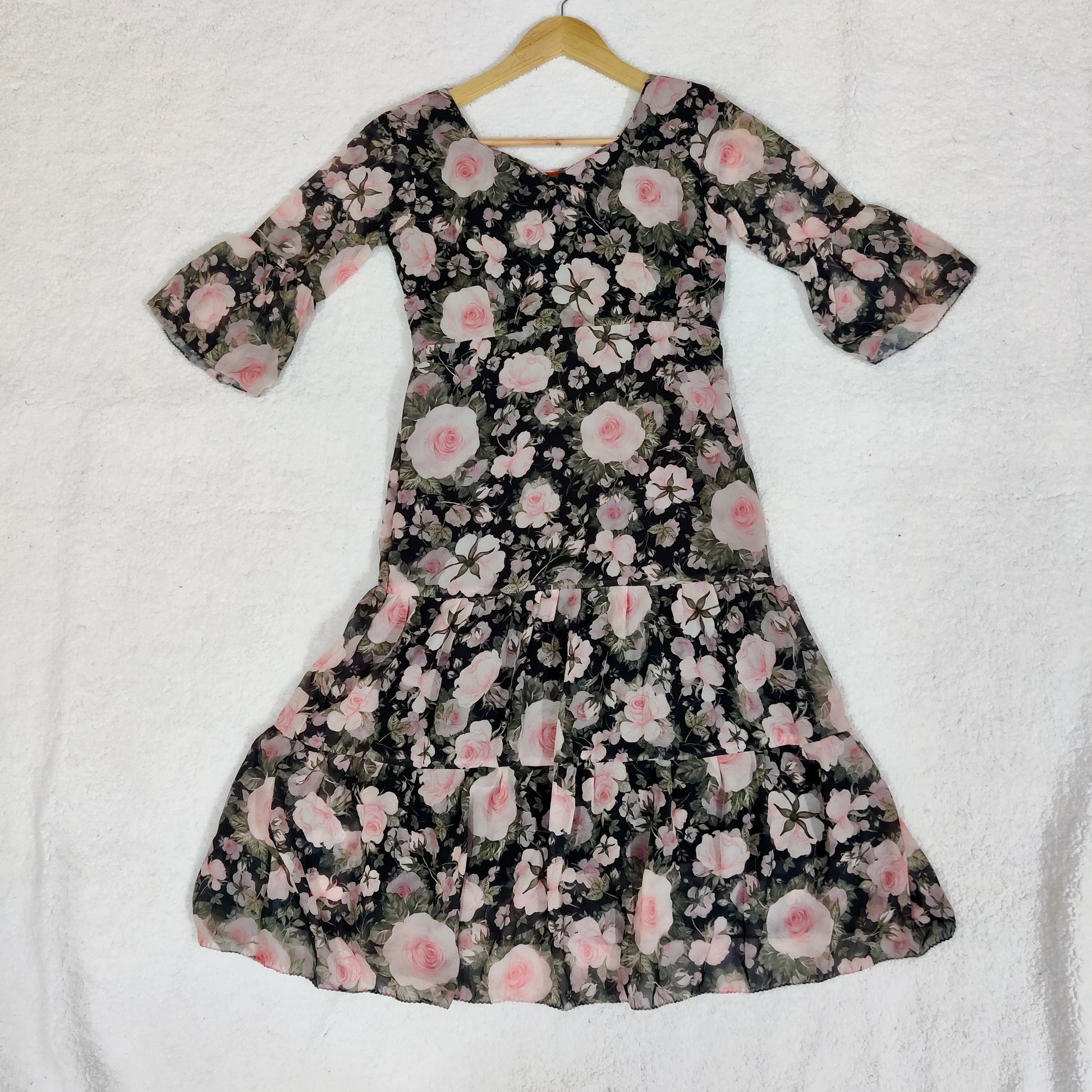 Midnight Blossom Georgette Frock