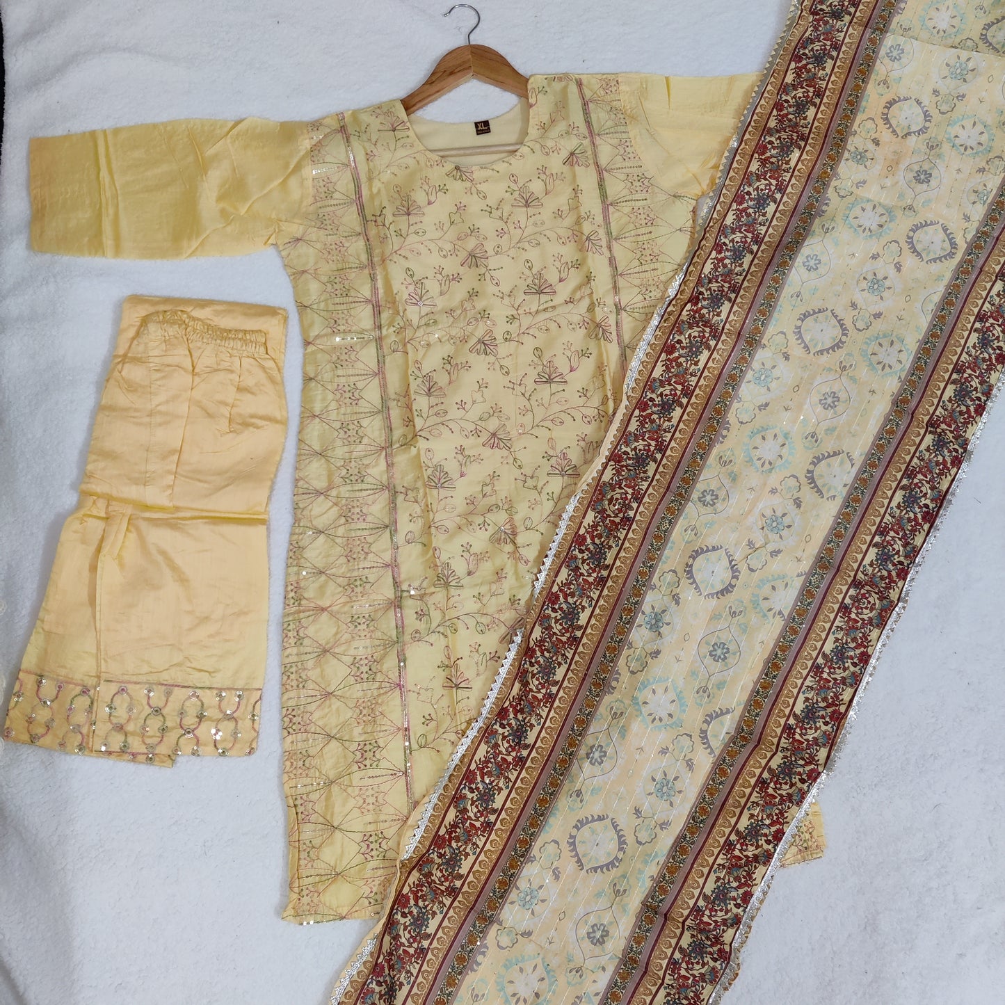 Chanderi Silk 3 Piece Kurti Set