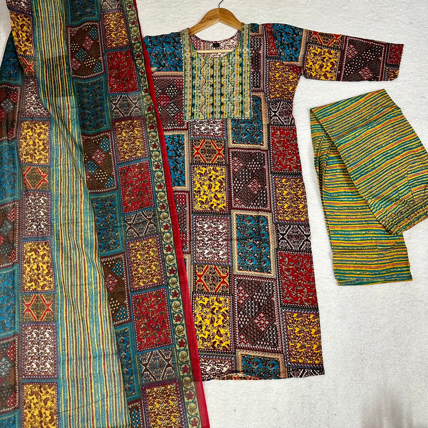 Jaipuri Canva Cotton Kurti Set