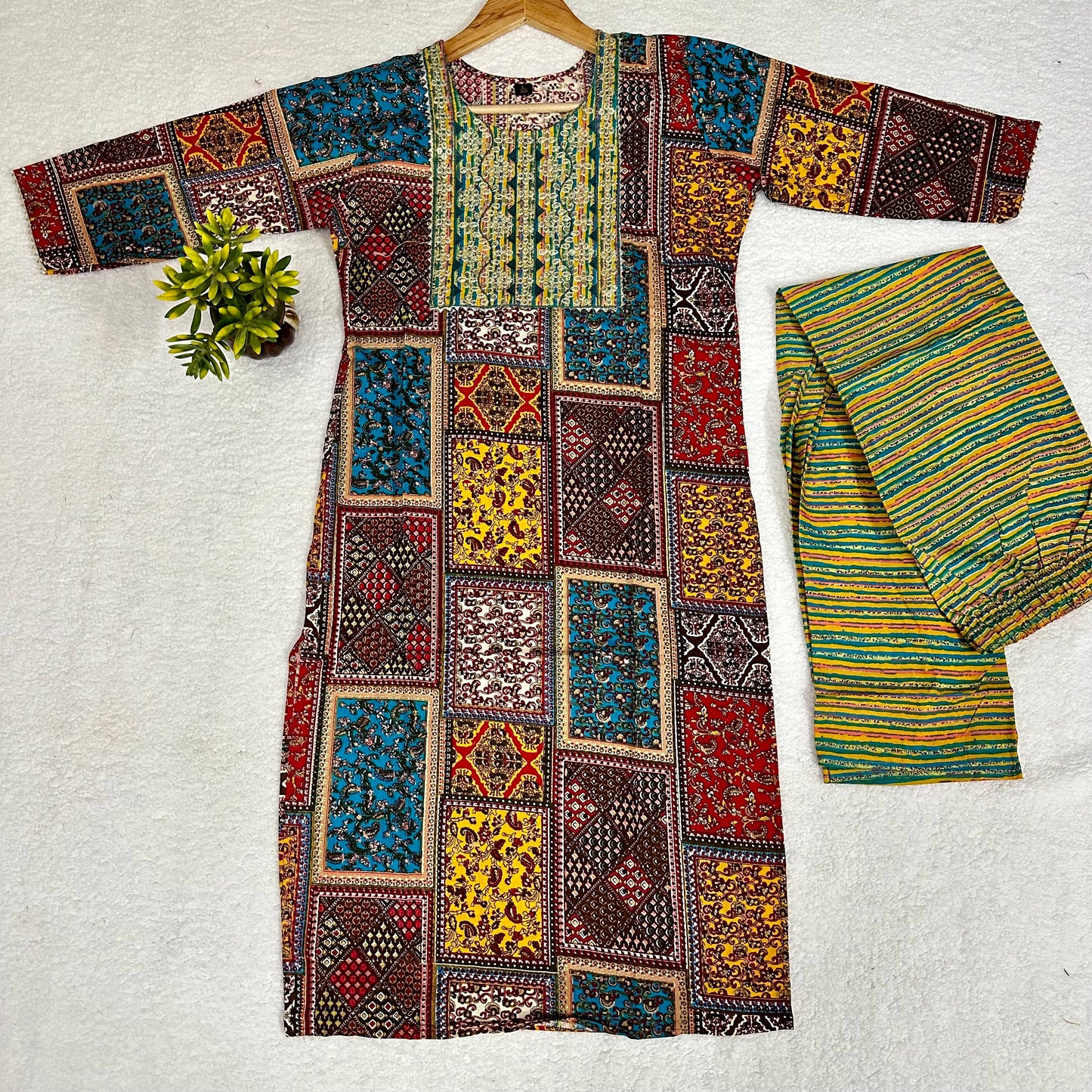 Jaipuri Canva Cotton Kurti Set