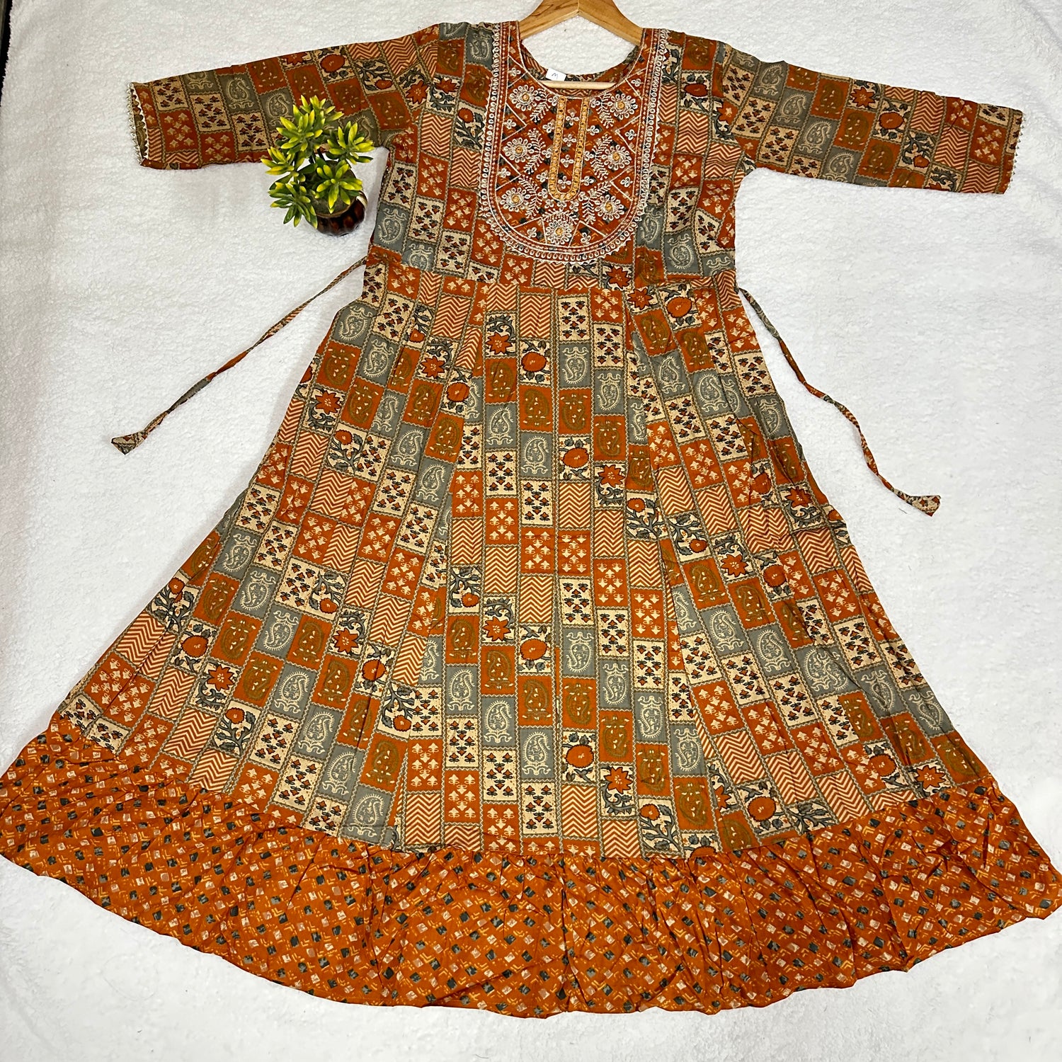 Jodhpuri Cotton Gown In Orange