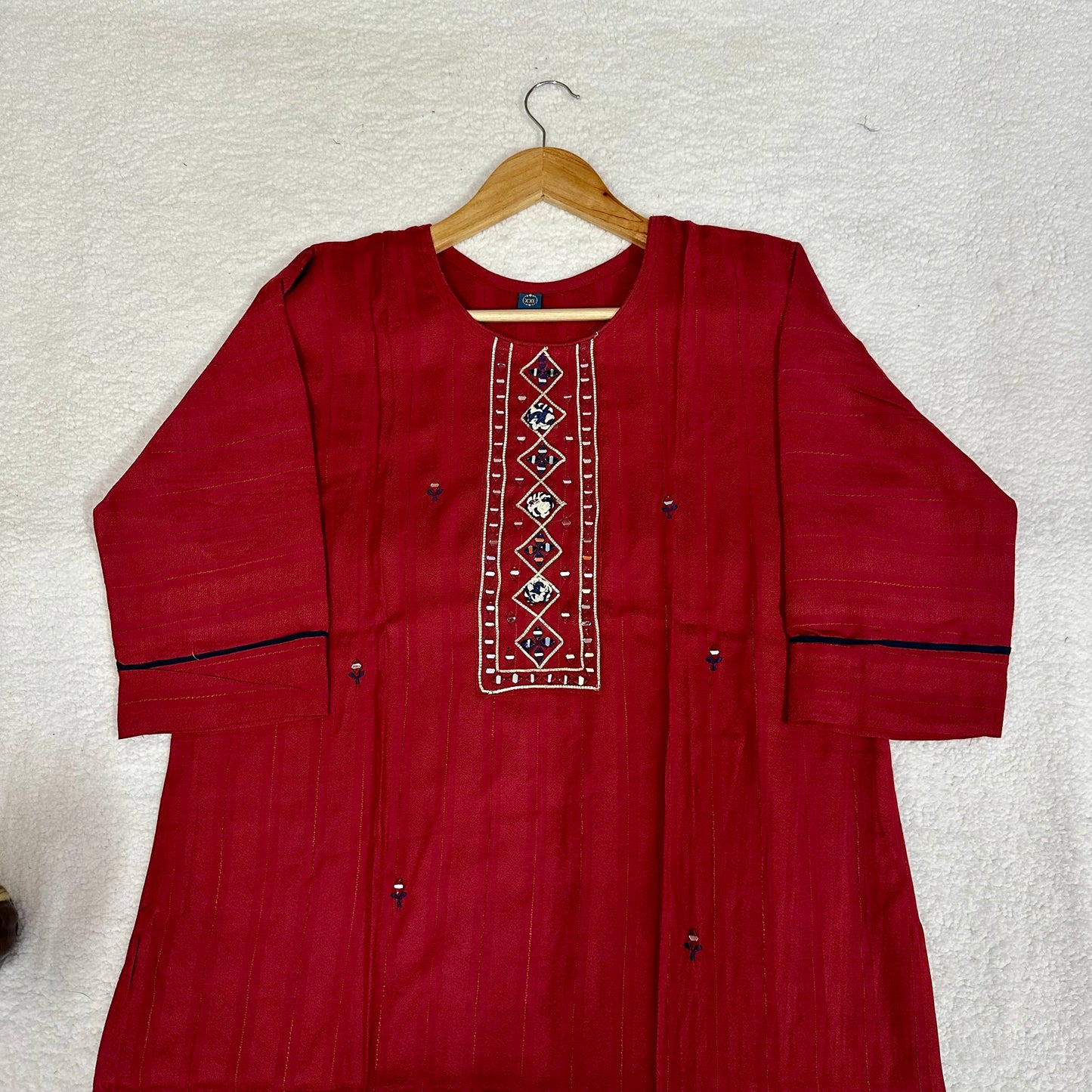 Fancy Fabric Kurti With Mirror Work