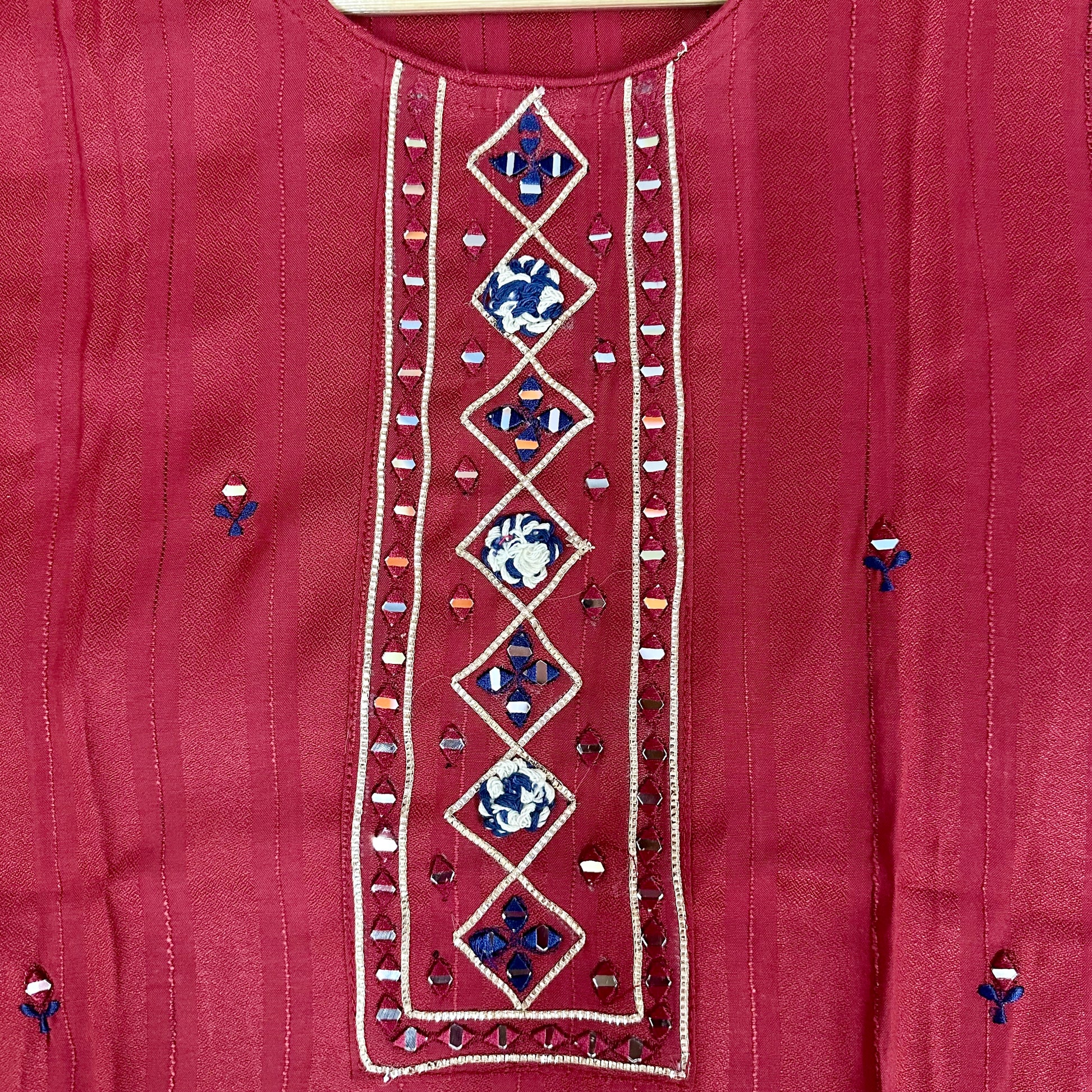 Fancy Fabric Kurti With Mirror Work